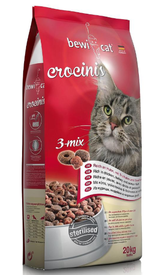 Picture of BEWI CAT® Crocinis 3-Mix Sterilised Dry Cat Food 20 kg