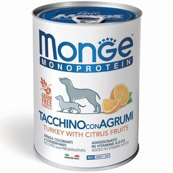 Picture of Monge  Dog  Turkey with Citrus Fruits 400gr(6/Pack)