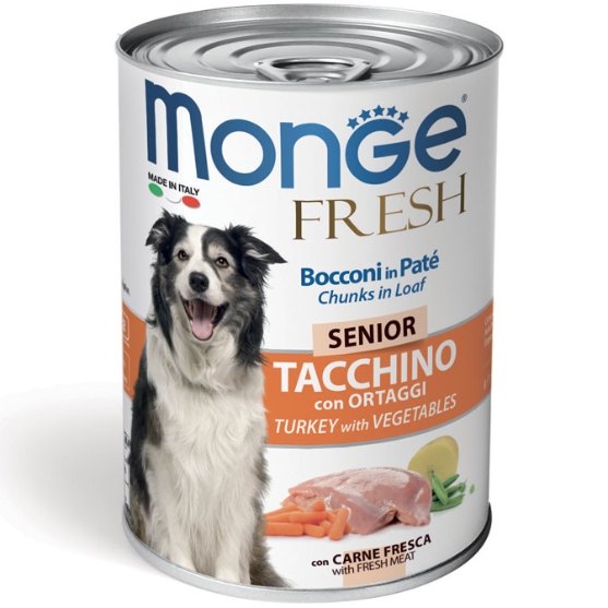 Picture of Monge Fresh Senior Dog Chunks in Loaf Turkey&Vegetables  400g (6/Pack)