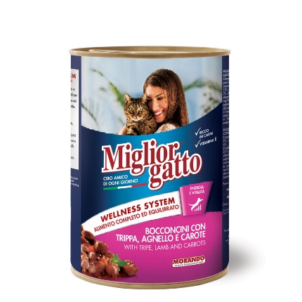 Picture of Morando Migliorgatto Chunks With Tripe, Lamb And Carrots 405g (12/pack)