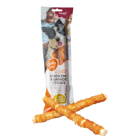 Picture of Duvo Meat! Chicken & Rawhide Sticks large 25 cm