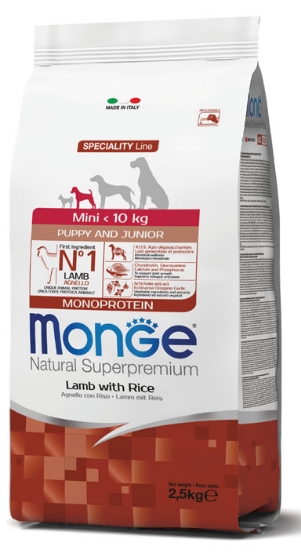 Picture of Monge Mini Puppy & Junior Lamb with Rice 7.5kg