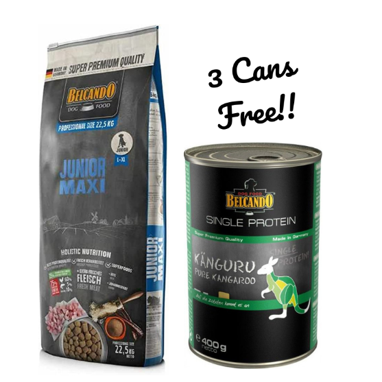 Picture of Belcando® Junior Maxi 22.5kg + 3 Cans Kangaroo 400g FREE