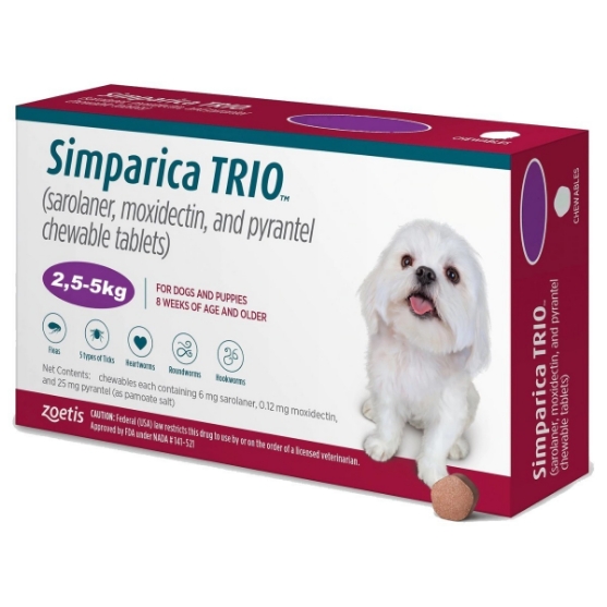 Picture of Simparica Chewable Tablet for Dogs (2.5kg-5kg) One tablet