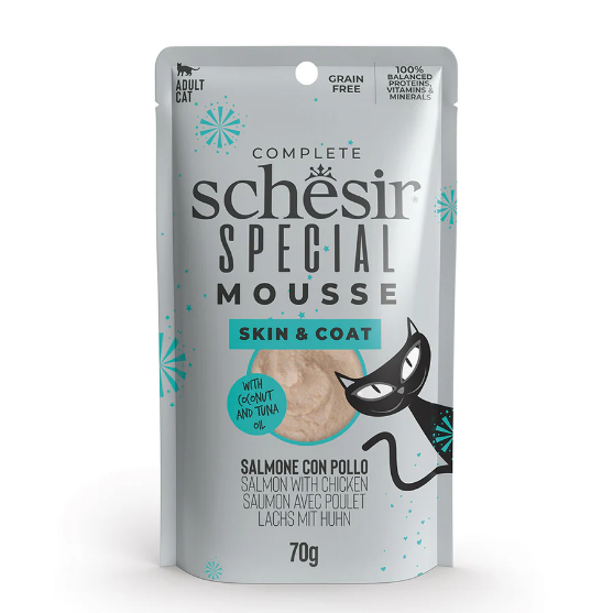 Picture of Schesir Skin & coat salmon With Chicken in mousse sachet 70g 