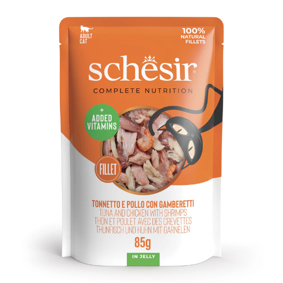 Picture of Schesir Tuna and chicken with shrimps in jelly sachet 85g (12/pack)