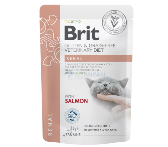 Picture of Brit Veterinary Diet Renal Grain-Free Salmon Feline Pouchesb 85g (12pack)