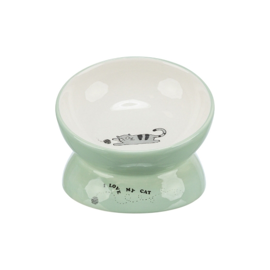Picture of Trixie Raised cat bowl, ceramic, sage/white, 0.15 l/13 cm