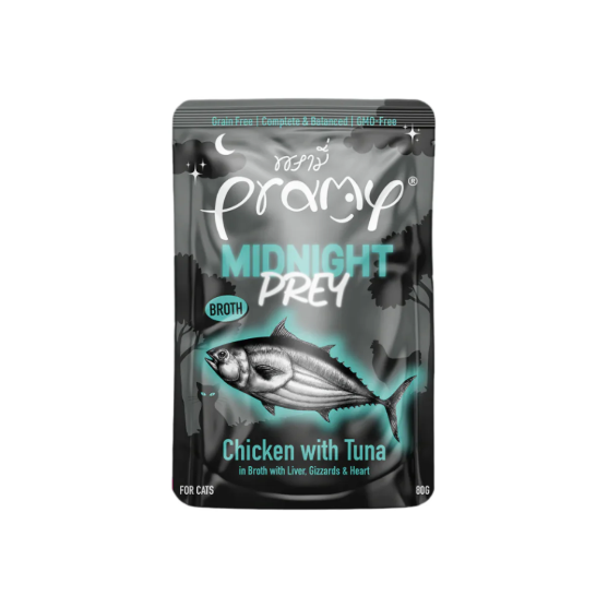 Picture of Pramy midnight Chicken with tuna in  broth recipe 80g (6/pack)
