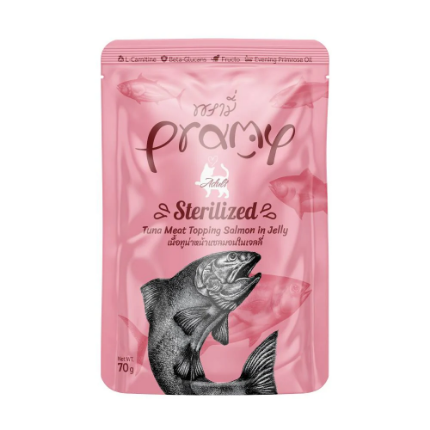 Picture of Pramy Functional  Sterilized Tuna topping Salmon in Jelly Recipe 70g (12/pack)    