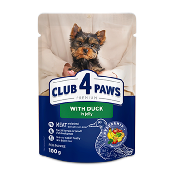 Picture of Club4paws small Breed Puppy Duck In Jelly 100g (12/pack)