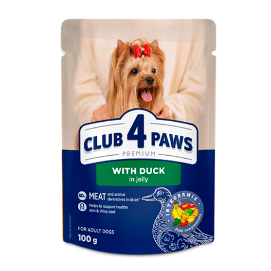 Picture of Club4paws Premium For small Breed Adult Duck In Jelly 100g (20+4Free) 