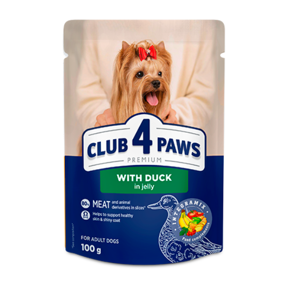 Picture of Club4paws small Breed Adult Duck In Jelly 100g (12/pack)