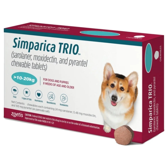 Picture of Simparica trio 10-20 kg chewable tablets 