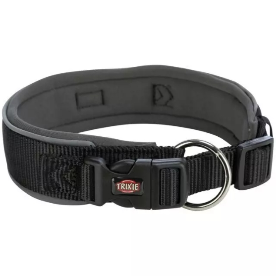 Picture of Trixie Premium collar, extra wide, M–L: 40–48 cm/40 mm, black/graphite