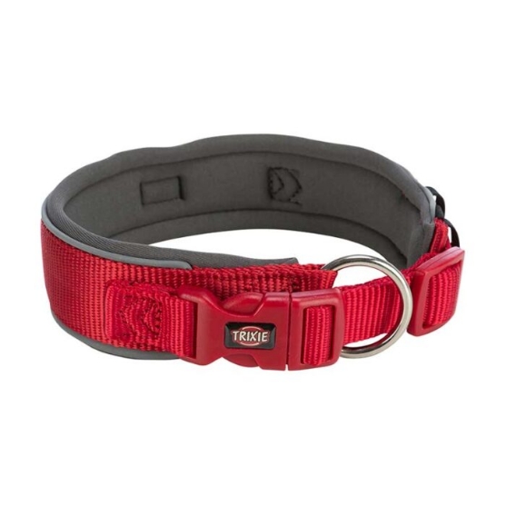 Picture of Trixie Premium collar, extra wide, S–M: 33–42 cm/35 mm, red/graphite