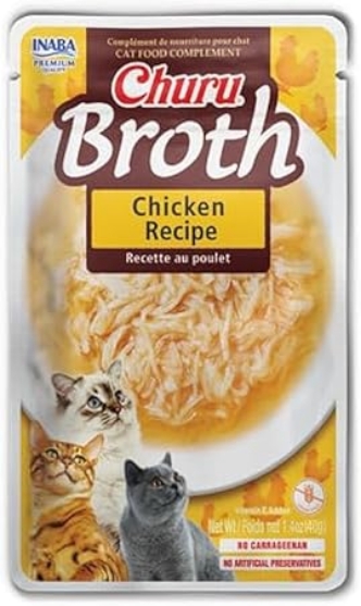 Picture of Inaba Churu Broth Treats for Cats, Shredded Chicken & Creamy Broth with Vitamin E X6