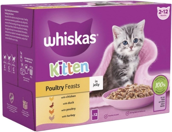 Picture of Whiskas Kitten Food Wet, Poultry Feasts in Jelly,12 x 85g