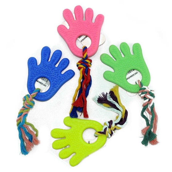 Picture of dog chew toy teething hand shape silicone rubber dog toys x6