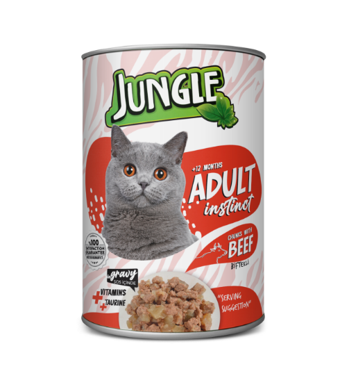 Picture of Jungle Adult  Instinct Chunks with Beef in Gravy 415gm  (12/pack)