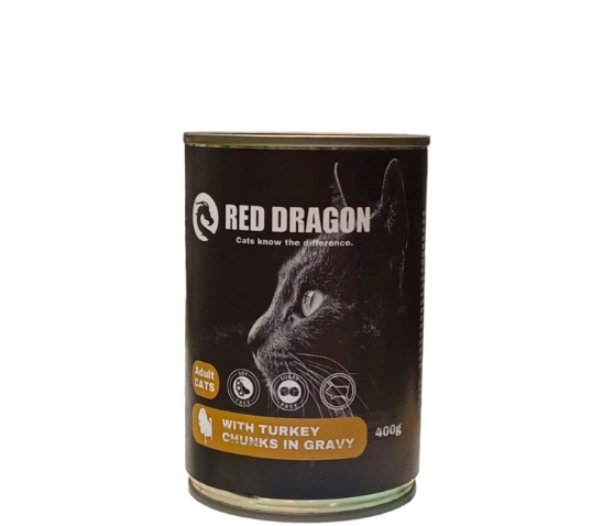 Picture of Red Dragon Adult Cat Food with Turkey Chunks in Gravy 400g  (12/pack)