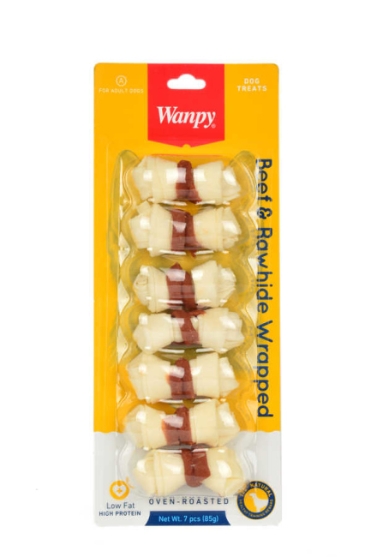 Picture of Wanpy  Rawhide Wrapped Chew Bones Dog Treats  85g (7/pack)