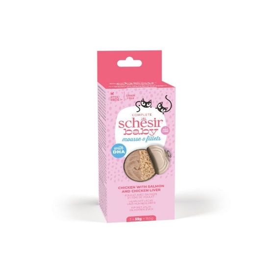 Picture of SCHESIR BABY CAT CAN MULTIPACK MOUSSE Chicken-Live& Salmon Liver 55g (Pac/3)