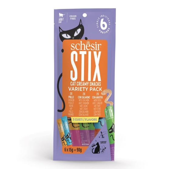 Picture of Schesir Stix Variety Pack Cat Creamy Snacks 6 x 15g