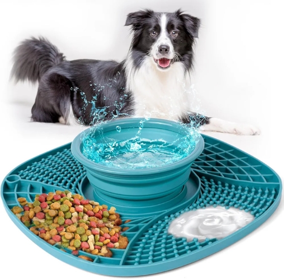 Picture of  AiQInu 2-in-1 Dog Lick Mat and Collapsible Water Bowl Se