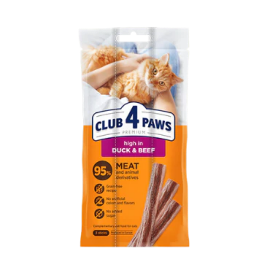 Picture of  Club4Paws Meaty Stick Duck & Beef Snack for Adult Cats, 15g 