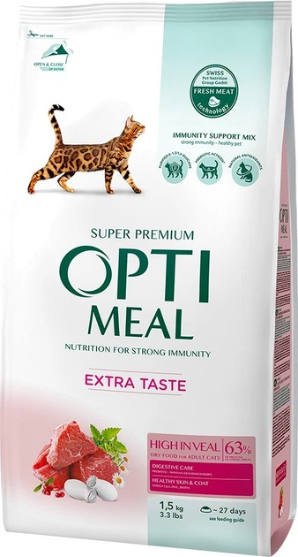 Picture of Optimeal Adult Cat Dry Food High in Veal 1.5kg