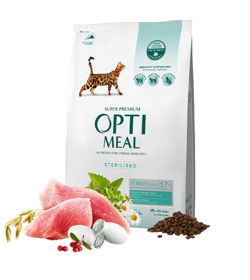 Picture of Optimeal Complete Dry Pet Food for Sterilised Cats – Turkey & Oats, 1.5kg