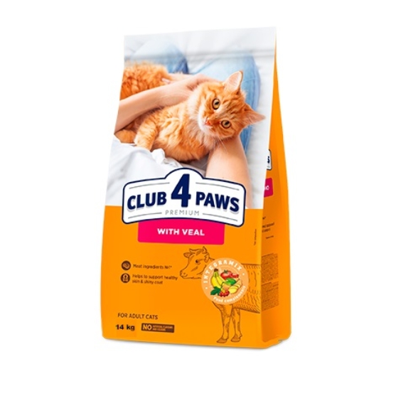 Picture of Club 4 Paws Premium Dry Cat Food with Veal for Adult Cats – 14 kg