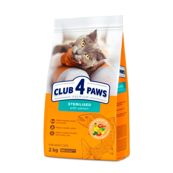 Picture of Club 4 Paws Premium Dry Cat Food for Sterilised Adult Cats – Salmon (2kg)