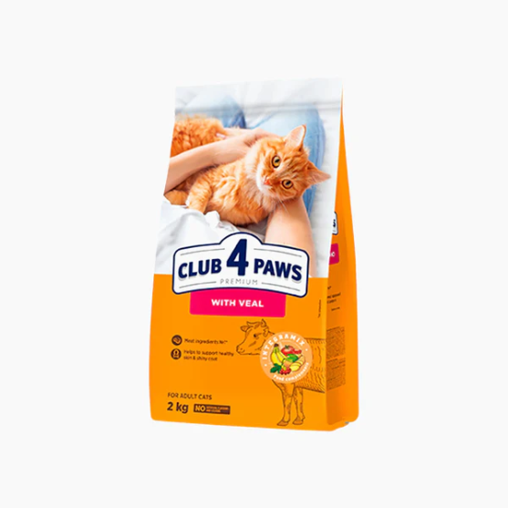 Picture of CLUB4PAWS PREMIUM for adult cats With Veal 2Kg
