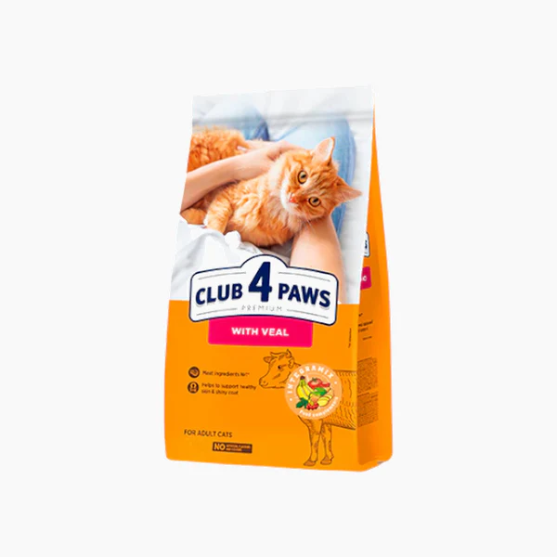 Picture of Club4Paws Premium Dry Cat Food with Veal for Adult Cats - 900g