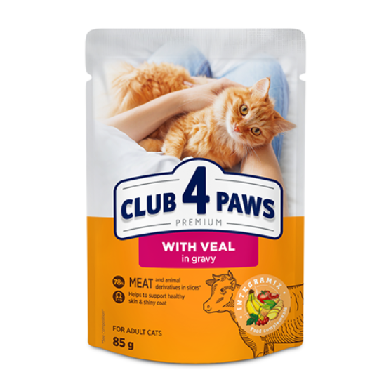 Picture of Club4Paws Adult Cats with Veal in Gravy 80g (24/Pack)