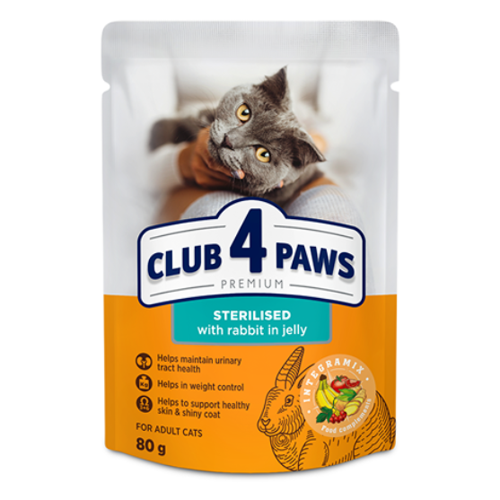Picture of Club4Paws Sterilized Rabbit in Jelly 80g  (24/Pack)