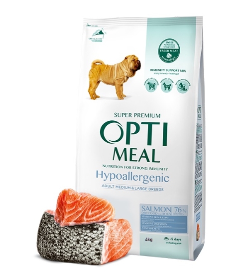 Picture of Optimeal Hypoallergenic Adult Dry Dog Food - Salmon (Medium & Large Breeds) - 4kg