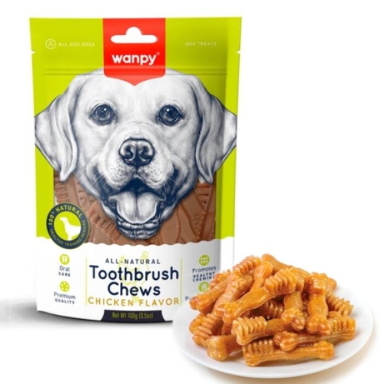 Picture of Wanpy All-Natural Toothbrush Chews – Chicken Flavor  100g