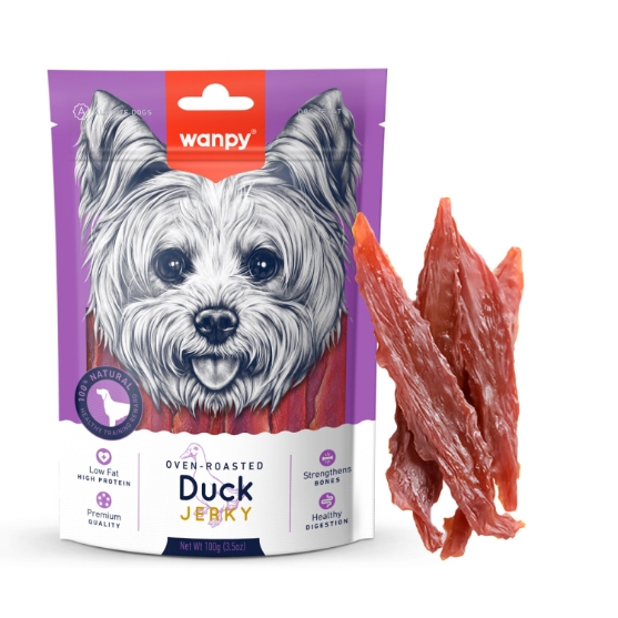 Picture of Wanpy Oven-Roasted Duck Jerky Strips Dog Treats  100g  (3-Pack)