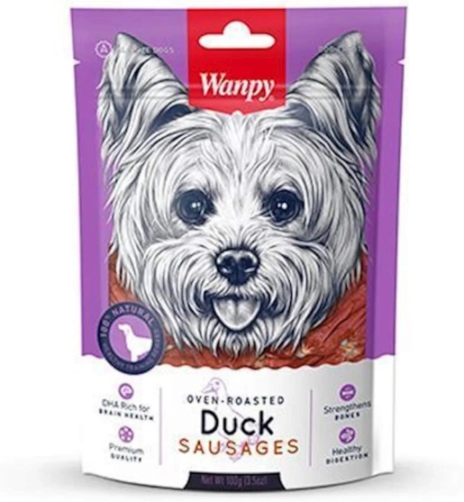 Picture of Wanpy Oven-Roasted Duck Sausages Dog Treats  100g