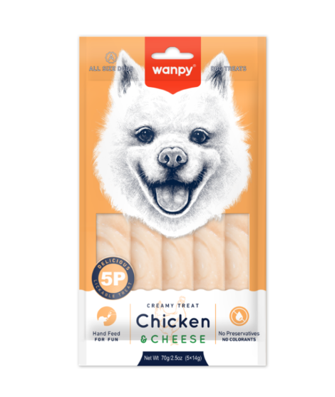 Picture of Wanpy Creamy Chicken & Cheese Lickable Dog Treats  14g