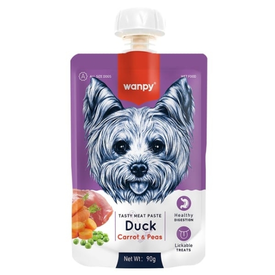 Picture of Wanpy Tasty Meat Paste Duck with Carrot & Pea for Dogs (90g Pouches)