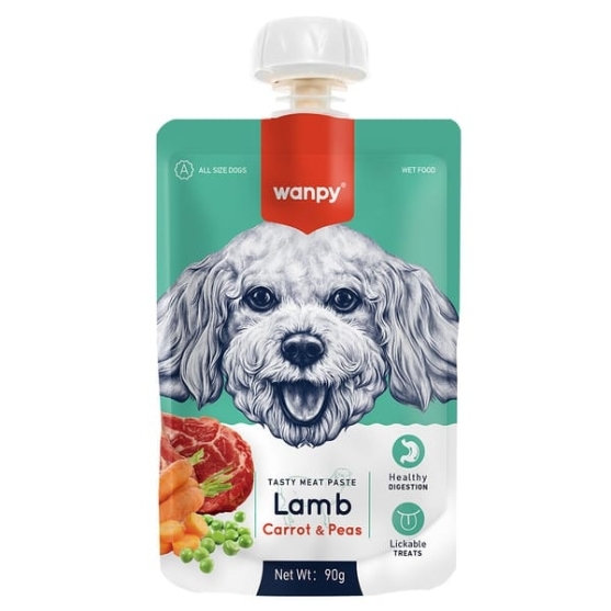 Picture of Wanpy Lamb Carrot & Peas Liquid Puree Treat  for Dogs  90g (3-Pack)