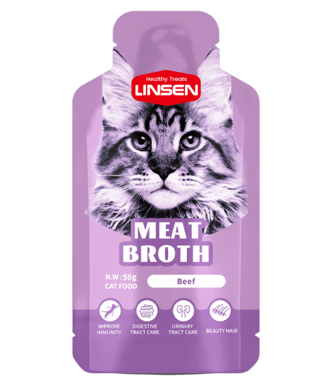 Picture of Linsen Meat Broth Beef Wet Cat Food Pouch  50g
