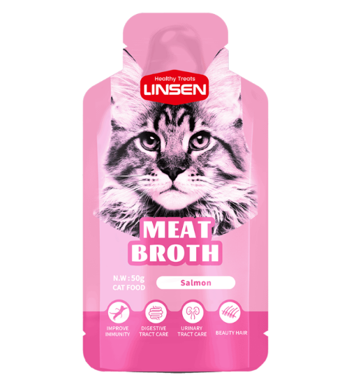 Picture of Linsen Meat Broth Wet Cat Food – Salmon Flavor 50g