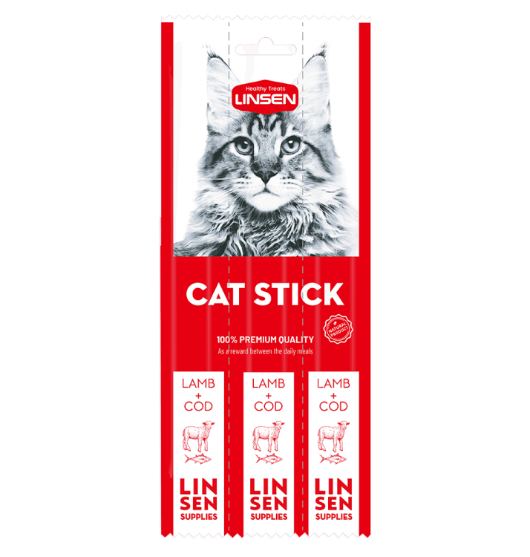 Picture of Linsen Premium Cat Treats - Lamb and Cod Fish Sticks (3-Pack, 17g)