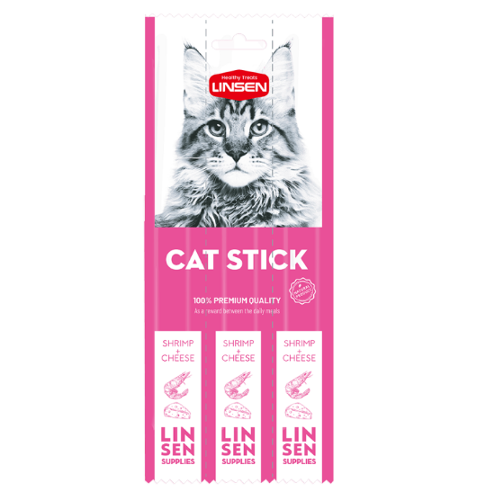 Picture of LINSEN Cat Stick 100% Natural Treats – Shrimp & Cheese Flavor (3 Sticks / 21g)