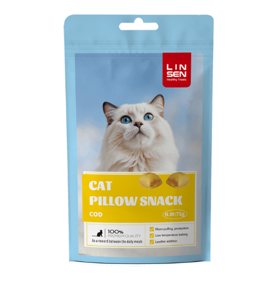 Picture of Lin Sen Crunchy Cod Fish Filled Pillow Snacks for Cats 75g (6-Pack)